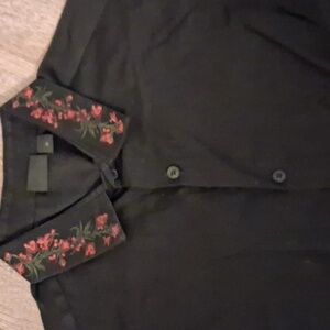 Asos Mens Black Embroidered Floral Jacket
